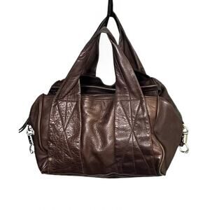 Kenneth Cole New York Leather Tote Brown Slouchy Medium Bag 11x10x8 Work Travel